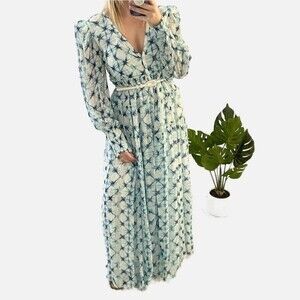 Rococo Sand Volna Blue long sleeve maxi dress vacation resort mermaid